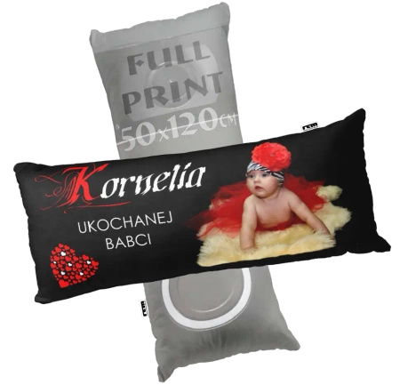 FOTO poduszka ze zdjęciem grafiką 50x120 cm podwójna angielska foto poszewka z Twoim zdjęciem nadrukiem FULL PRINT 120x50 REM sen